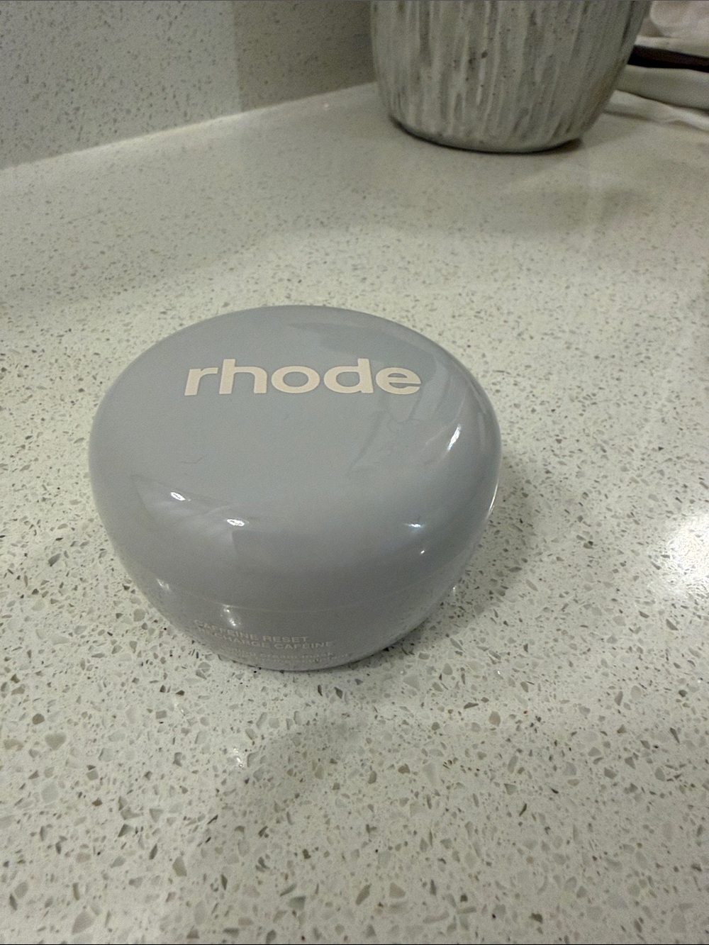 RHODE Pale Gray Cosmetic Jar with Cream Logo